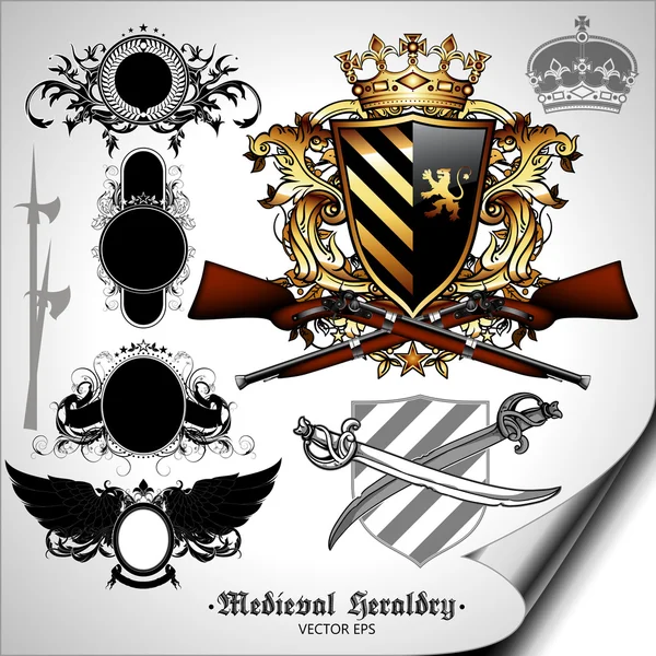Reihe heraldischer Elemente — Stockvektor
