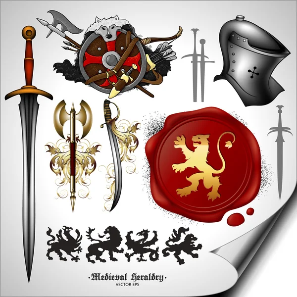 Set heraldische elementen — Stockvector