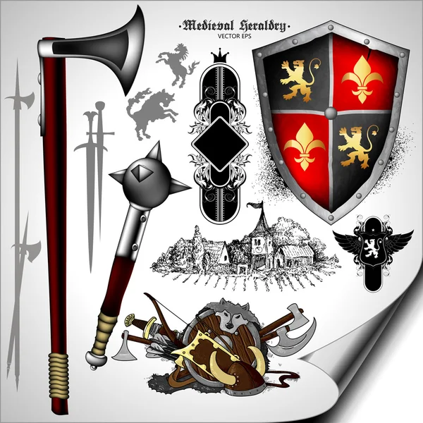 Set heraldische elementen — Stockvector