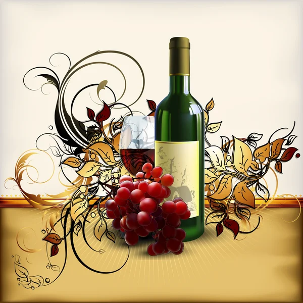 Wine and grapevine — Stock Vector