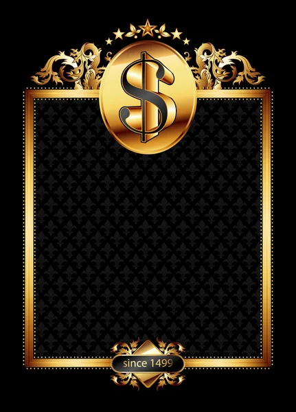 Ornate frame with dollar symbol — Stock Vector