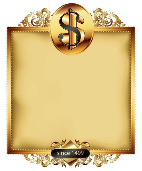 Marco adornado con símbolo de dólar — Archivo Imágenes Vectoriales