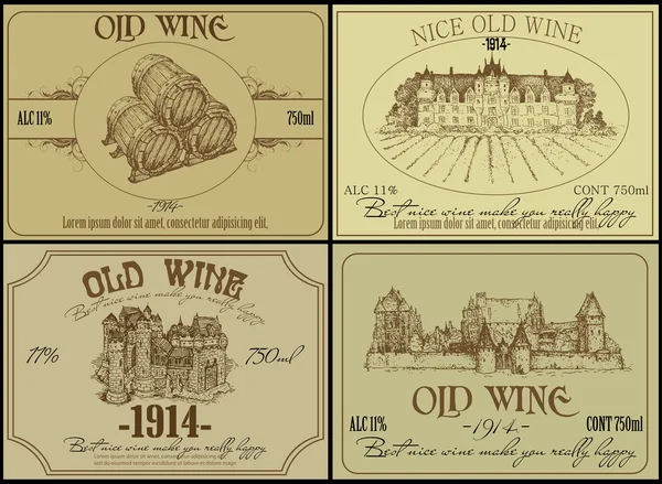Набор винных этикеток — стоковый вектор
