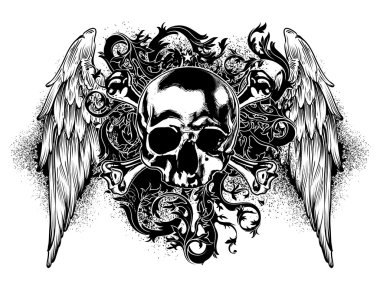 Kafatası ile arka plan dekoratif sanat