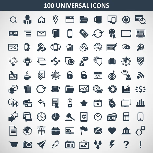 Honderd media iconen — Stockvector