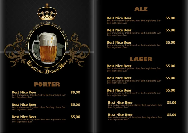 Menu Cerveja —  Vetores de Stock