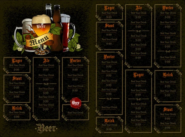 Biermenu — Stockvector