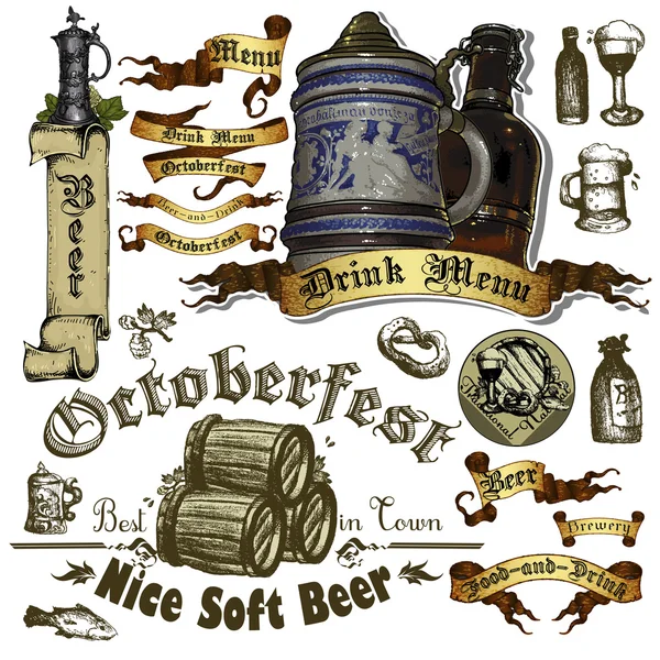 ビールの要素のセット — ストックベクタ