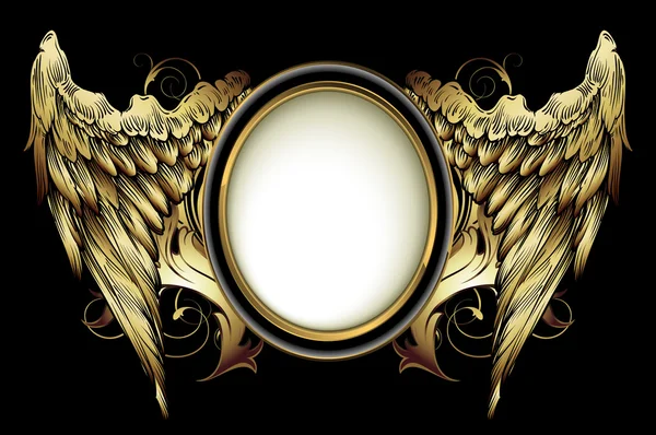 Bouclier ornemental avec ailes — Image vectorielle