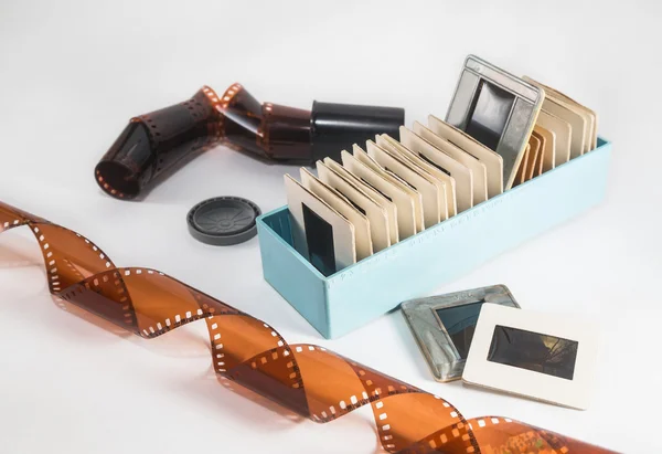 Photographic film and slides of old times — Stock Photo, Image