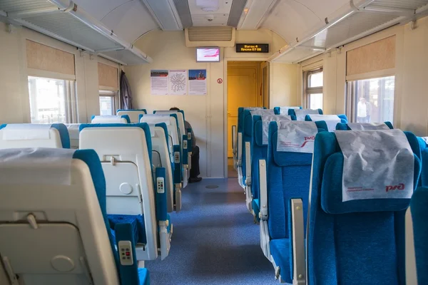 Sitting car one-storey trains of Russian Railways — Stock Photo, Image