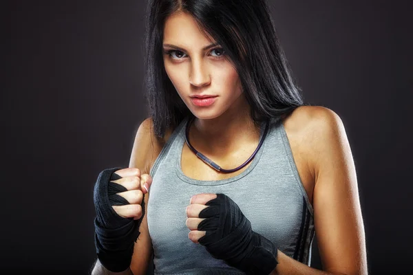 Retrato boxeador mujer — Foto de Stock