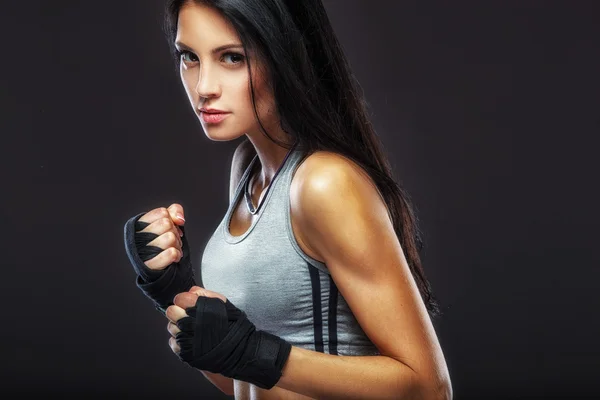 Kvinnan boxer porträtt — Stockfoto