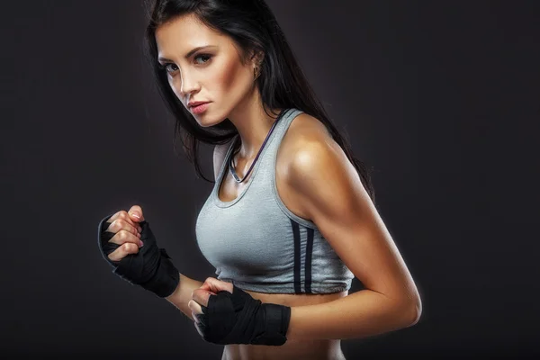 Retrato boxeador mujer — Foto de Stock