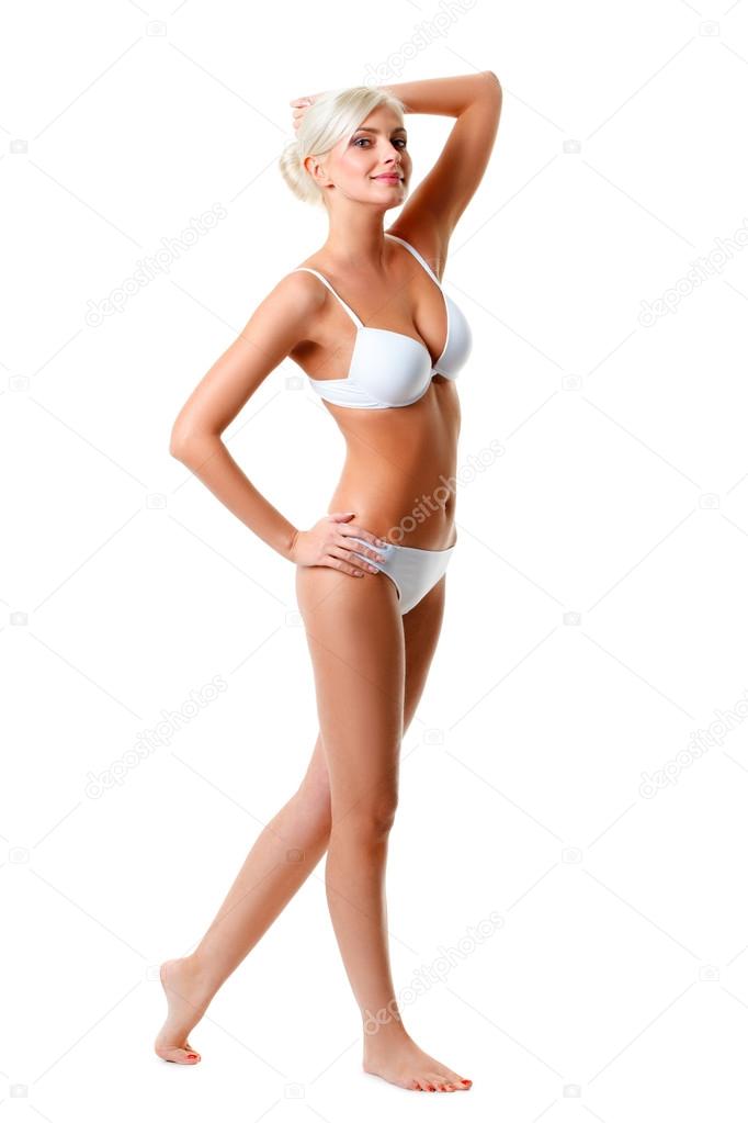 woman wearing white underwear portrait