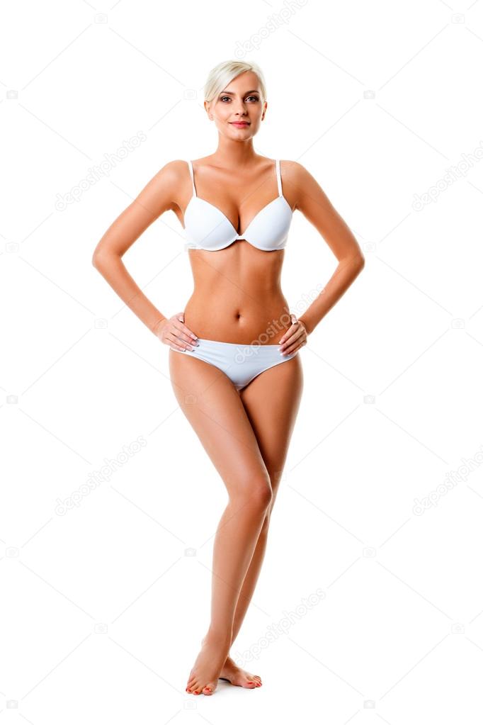 woman wearing white underwear portrait