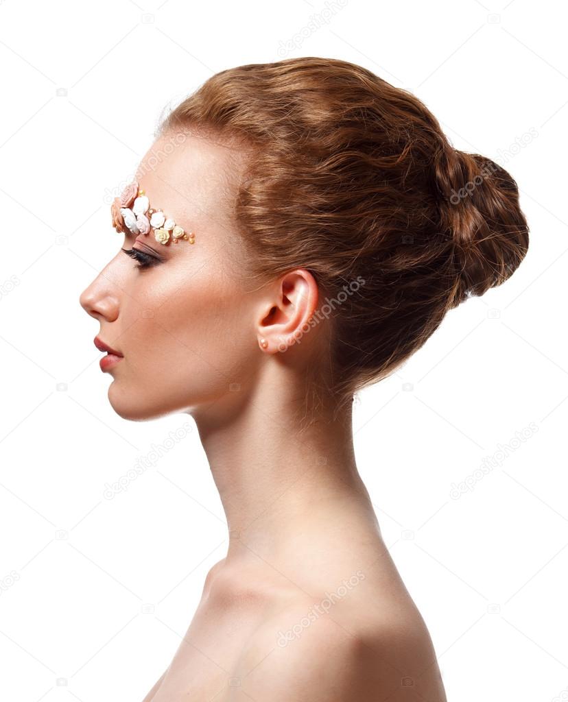 beauty model portrait with creative eyebrows