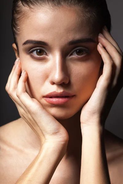 Close up bela mulher retrato — Fotografia de Stock