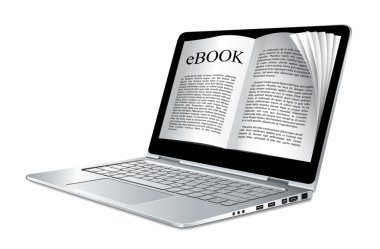 EBook kavramı - elektronik kitap olarak laptop 