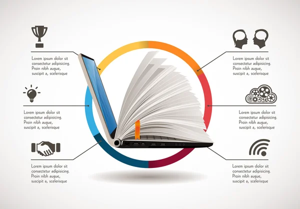 Comunicación de TI - e-learning - internet como base de conocimientos — Archivo Imágenes Vectoriales