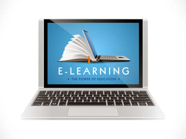 E-learning concept - internetnetwerk als kennisbank — Stockvector