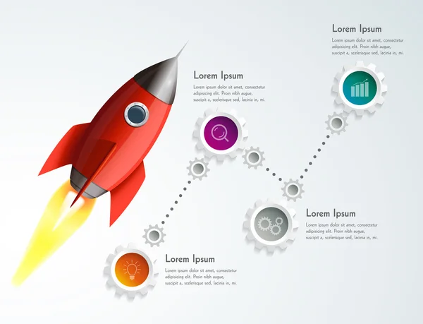 Ilustración infográfica de cohetes — Vector de stock