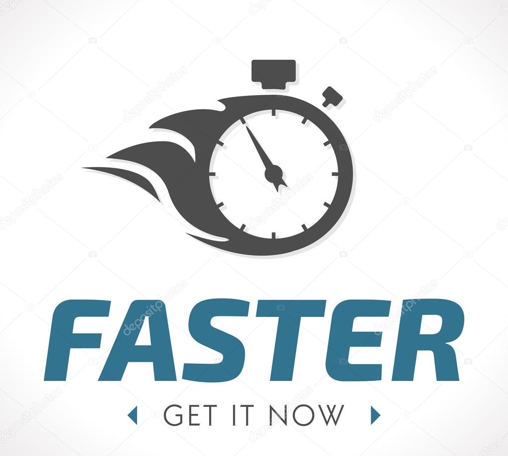 Faster logo with clock vector illustration
