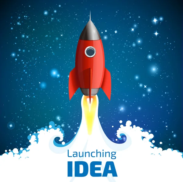 Rocket - lanzamiento de la idea — Vector de stock