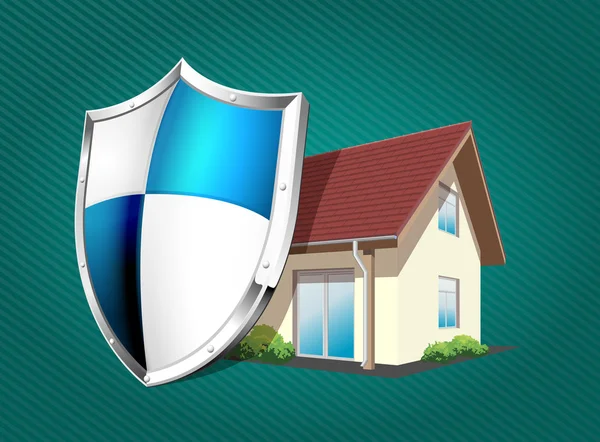 Casa con scudo di protezione — Vettoriale Stock