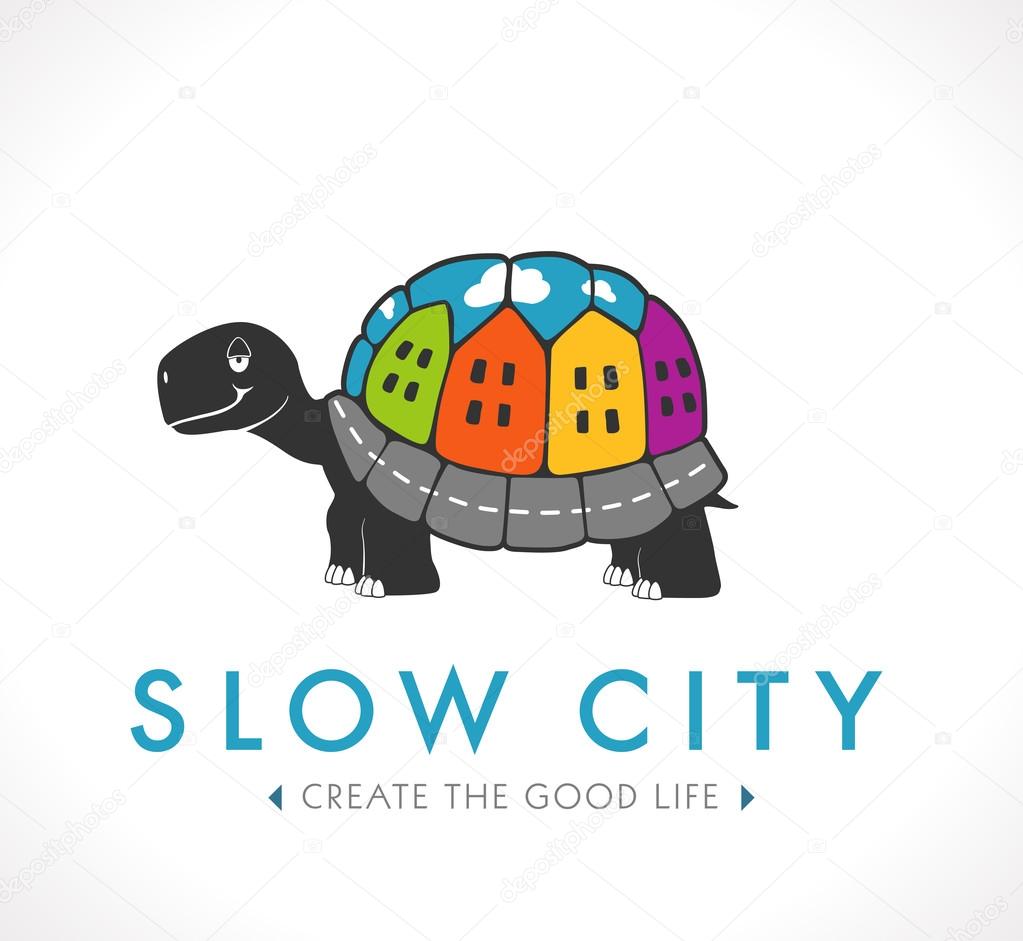 Logo - slow city - good place to live on white background