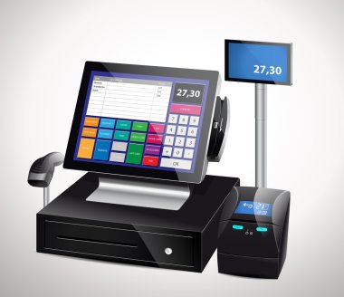 Cash register with bar code reader