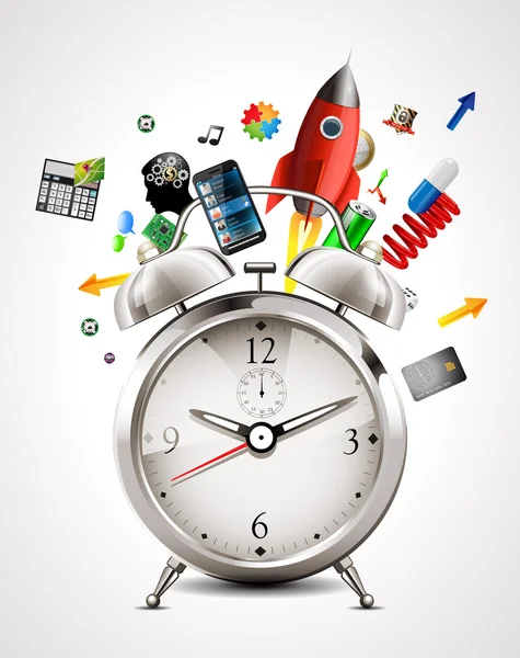 Relógio de alarme - gestão do tempo —  Vetores de Stock