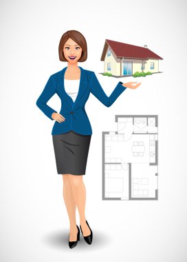 Businesswoman - real estate agent concept clipart
