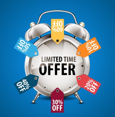 Alarm clock - limited time offer - sale concept clipart