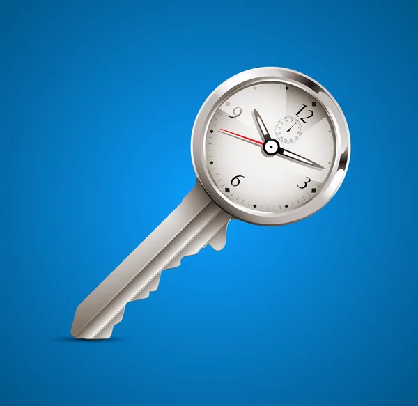 Klocka och nyckel som time management koncept — Stock vektor