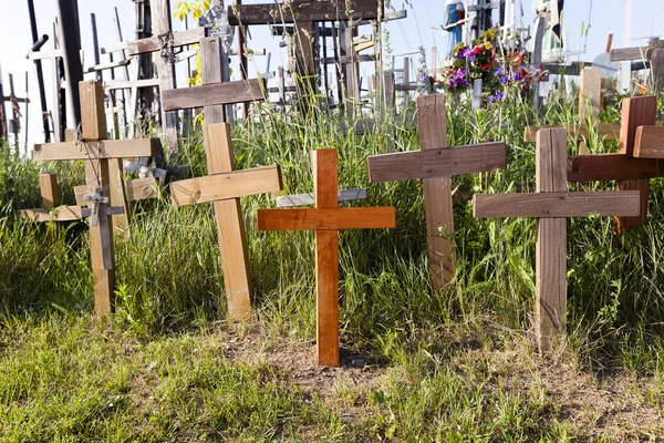 wooden crosses  close-up