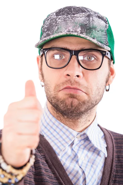 Guy gesturing thumb up — Stock Photo, Image