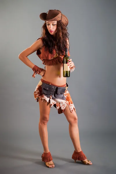 Girl in Open Cowboy Dance Costume — Stock Photo, Image