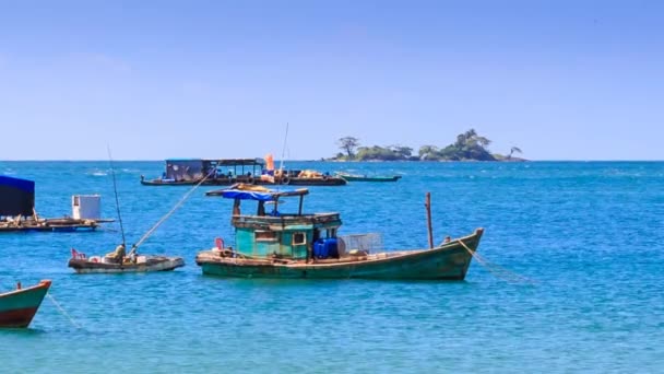 Barcos flutuantes vietnamitas — Vídeo de Stock