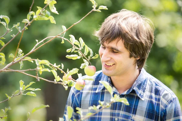 Bonito homem no jardim — Fotografia de Stock