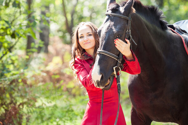 happy couple and horse
