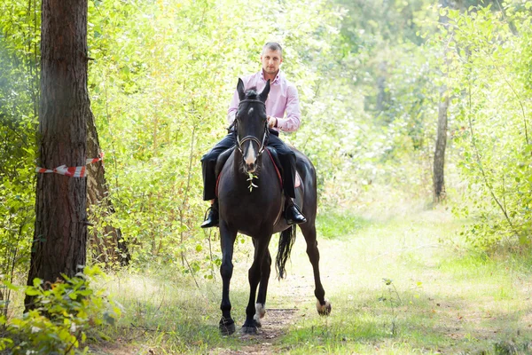 Schöner Mann auf dem Pferd — Stockfoto