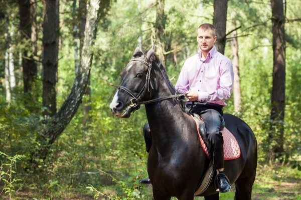 Knappe man op paard — Stockfoto