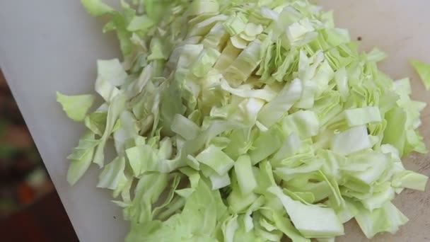 在砧板上切碎的白菜 — 图库视频影像