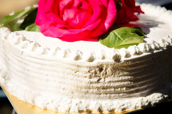 stock image white creamy delicious cake closeup