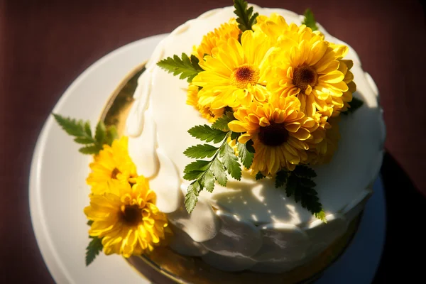 Bolo delicioso cremoso branco — Fotografia de Stock