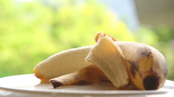 Ripe Peeled banana — Stock Video