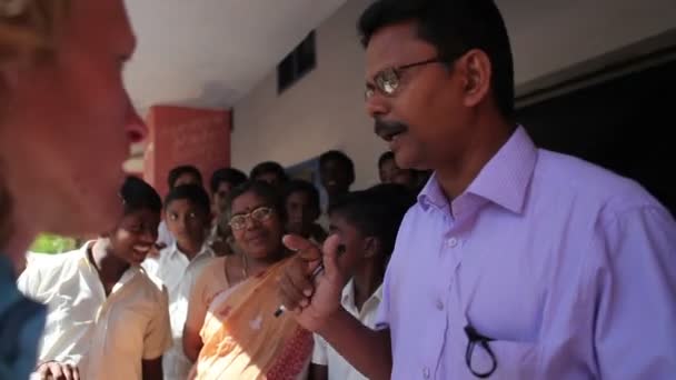 Indian teacher talks at school — Stock Video