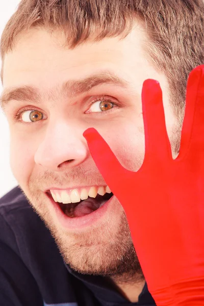 Handsome man with red glove — Stock Photo, Image