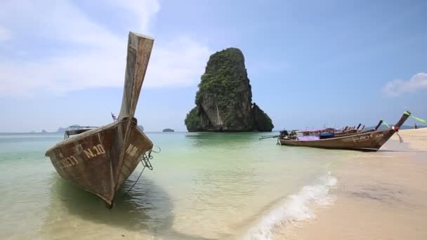 Barcos clásicos de madera Tailandia — Vídeos de Stock